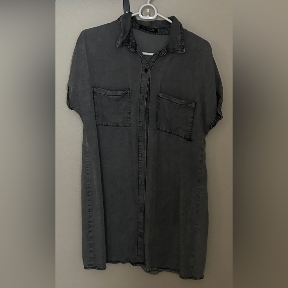 Never Worn darker Gray Button-Up Shirt Dress